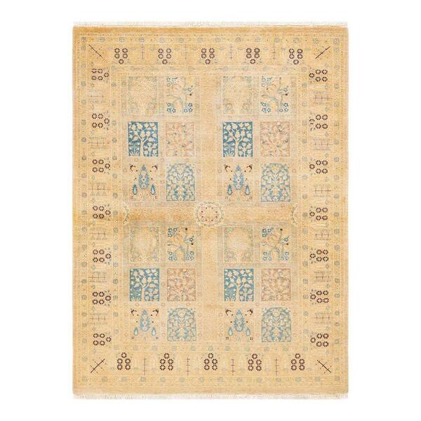 Mogul Ivory 4 x 6 Oriental Wool Indoor Area Rug