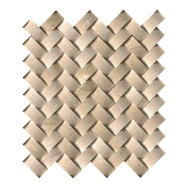 MSI Crema Arched Herringbone 12 in. x 14 in. x 0.50 in. Polished Marble Wall Tile (1 sq. ft./Each)
