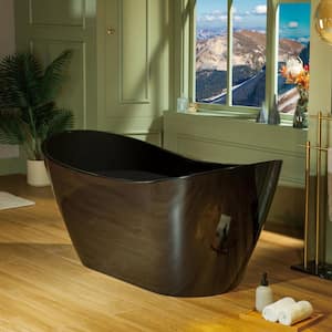 59 in. x 28.75 in. Soaking Bathtub with Center Drain in Black with Matte Black Trim