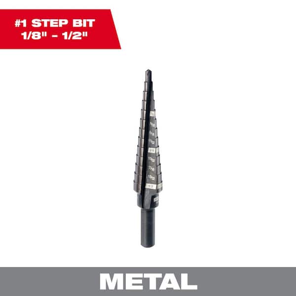 Milwaukee 1/8 in. - 1/2 in. #1 Black Oxide Step Drill Bit (13-Steps)