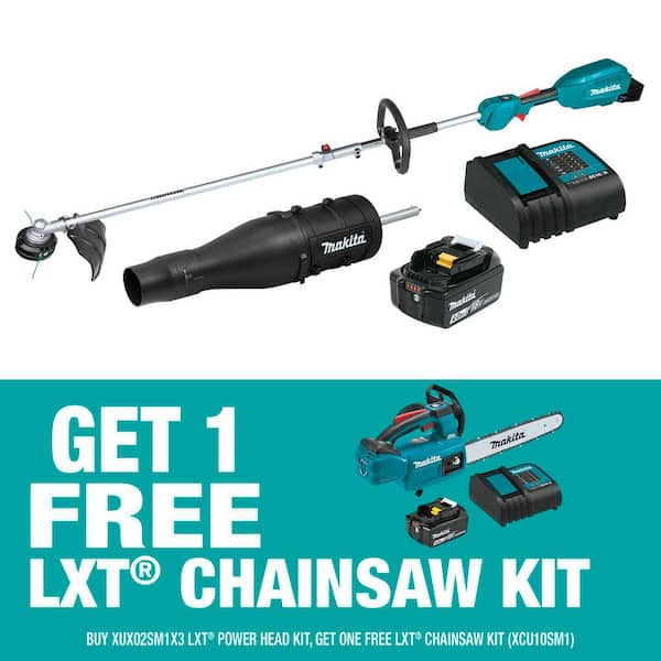 18V LXT Brushless Power Head Kit w/ String Trimmer and Leaf Blower Attachments, 4. 0Ah with bonus LXT 18V Chainsaw Kit