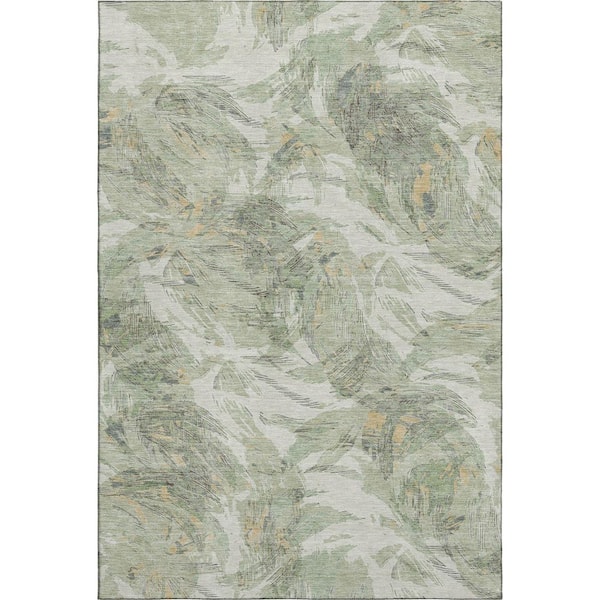 Mayfield Premium Machine Washable Abstract AMF2387 Celery 8 ft. x 10 ft. Area Rug