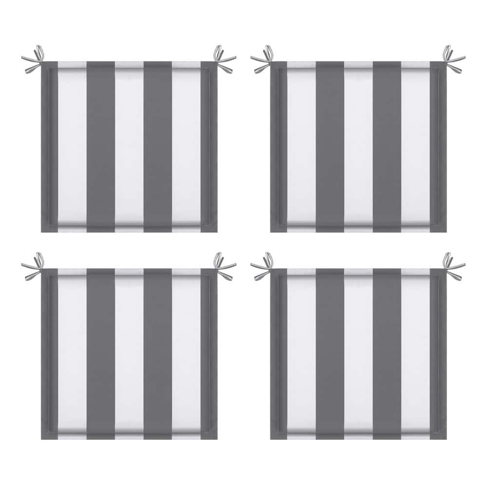 Gray White Striped 4-Pieces 15 x 2 Replacement Outdoor Patio Seat Cushion w