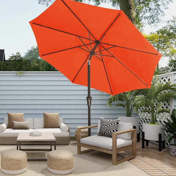 10 ft. Market Patio Umbrella with Push Button Tilt and Crank in Orange