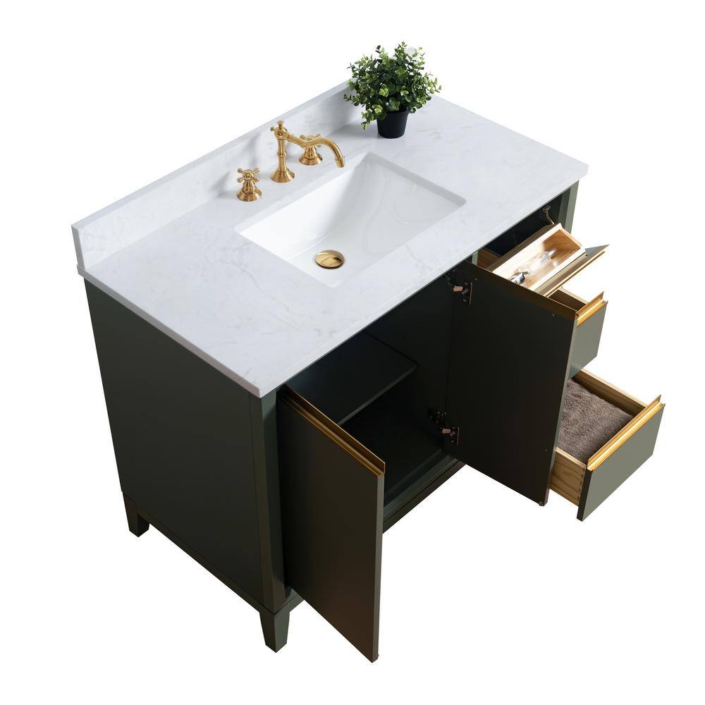Vintage Green 42" Freestanding Bathroom Vanity with Marble Top