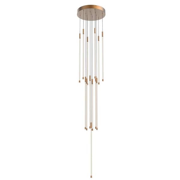 Motif 27 in. 1 Light 115-Watt Brushed Gold Integrated LED Pendant Light