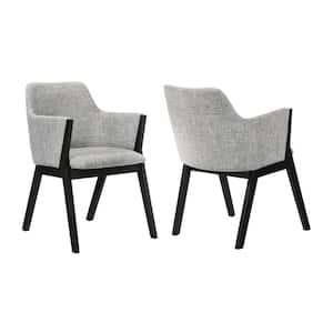 Renzo Light Gray Fabric and Black Wood Dining Side Chairs (Set of 2)