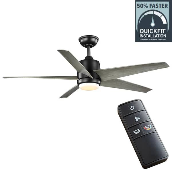 Hampton Bay Mena 54 in. Color Changing Integrated LED Indoor/Outdoor Matte Black Ceiling Fan with Light Kit and Remote