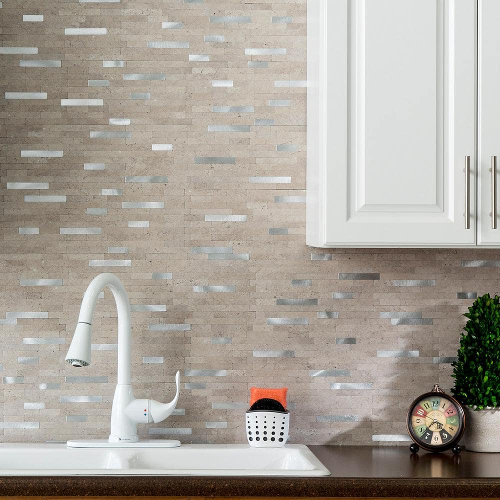 Biscuit Peel and Stick Composite Backsplash Tiles, 12x5.8 inches