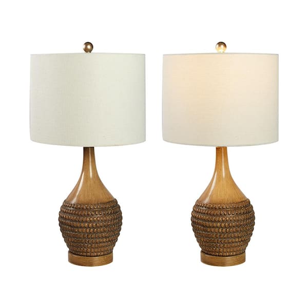 Maxax Salem 24 .75 in. Brown Table Lamp Set with USB (Set of 2) T12-Oat -  The Home Depot