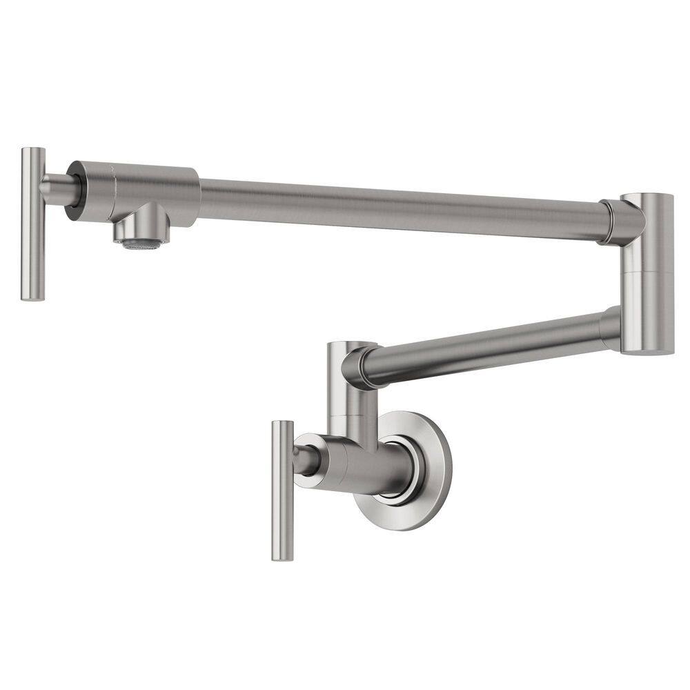 21.26 in. Pull-Down Kitchen Faucet LED Base with Wall Mounted Pot Filler in Brushed Nickel price history on PriceWatchPro