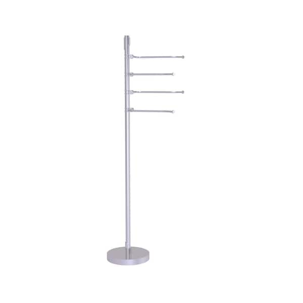 9 in. Towel Bar Stand with 4-Pivoting Swing Arm Towel Holder in Satin Chrome