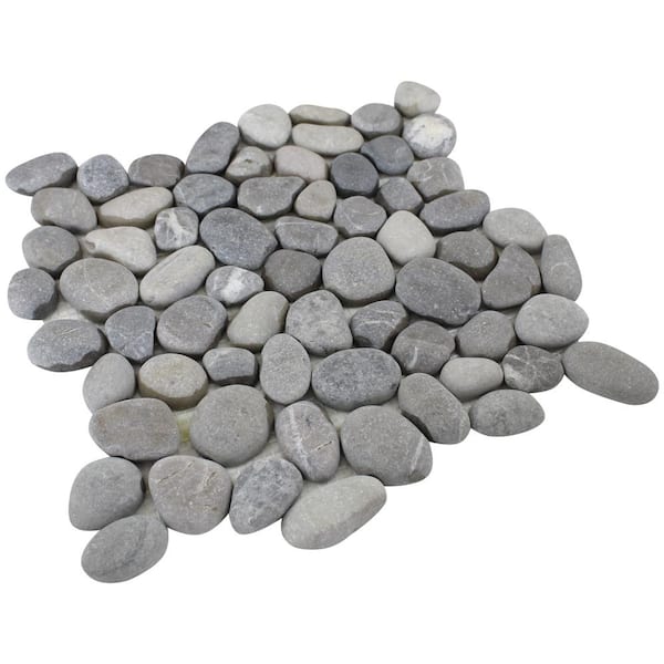 Rain Forest 12 in. x 12 in. Light Grey Natural Pebble Floor and Wall Tile (5.0 sq. ft. / case)