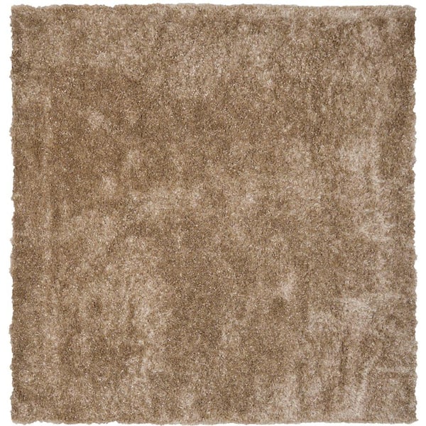 SAFAVIEH Malibu Shag Natural 5 ft. x 5 ft. Square Solid Area Rug
