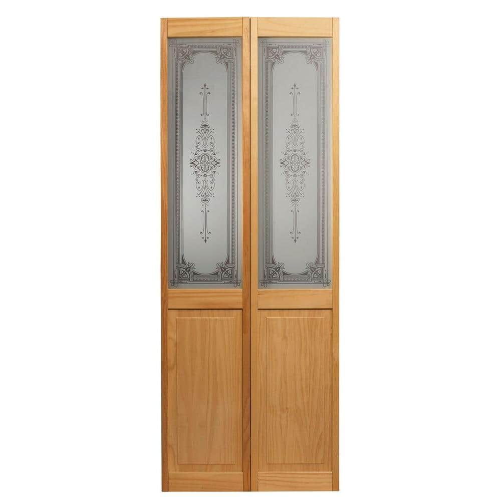 Pinecroft 36 in. x 80 in. Baroque Decorative Glass Over Raised Panel Solid  Core Unfinished Pine Interior Bi-fold Door 874330 - The Home Depot