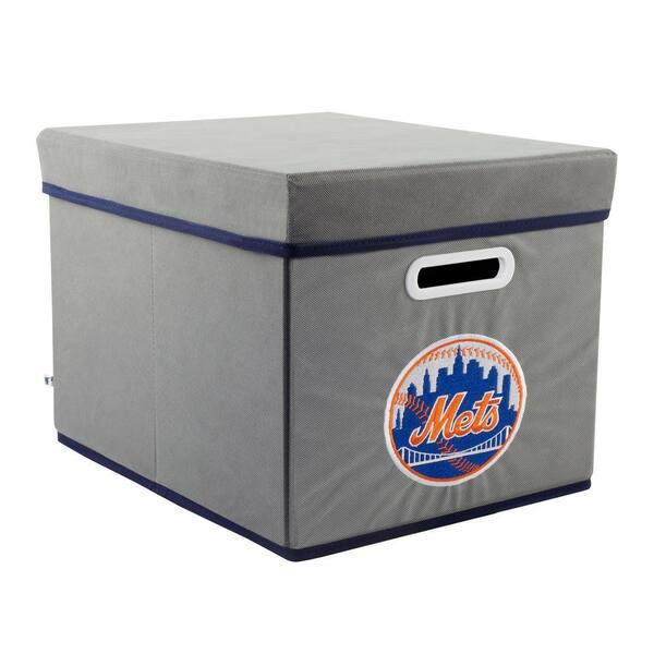 MyOwnersBox MLB STACKITS New York Mets 12 in. x 10 in. x 15 in. Stackable Grey Fabric Storage Cube