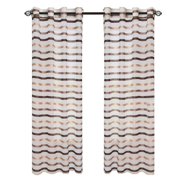 Lavish Home Taupe Sonya Grommet Curtain Panel, 95 in. Length