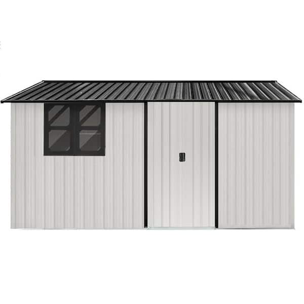 12 ft. W x 10 ft. D Metal Storage Shed with Window for Garden and Backyard (105 sq. ft. )