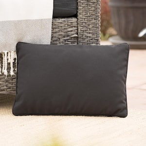16.5 x 9.5 in. Black Rectangular Outdoor Lumbar Pillow, Waterproof Decorative Pillow for Patio Furniture