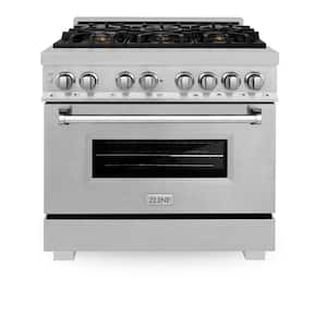 36 in. 6 Burner Dual Fuel Range with Brass Burners in Fingerprint Resistant Stainless Steel with Griddle