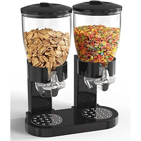 2 Pieces Dry Food Dispenser for Candy, Nuts, Rice, Granola, Cereal, Dispenses 1 Ounce Per Twist in Black