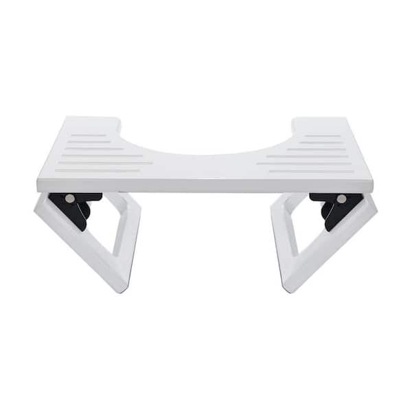 7 in. White Bamboo Toilet Stool Squat, Collapsible Poop Stool for Bathroom, Potty Step Stool with Non-Slip Strip