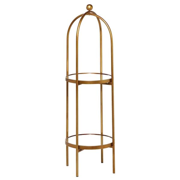 Litton Lane 2 Shelves Metal Stationary Gold Shelving Unit 43308 The