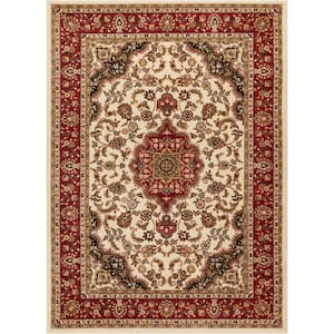 Barclay Medallion Kashan Ivory 4 ft. x 5 ft. Traditional Area Rug