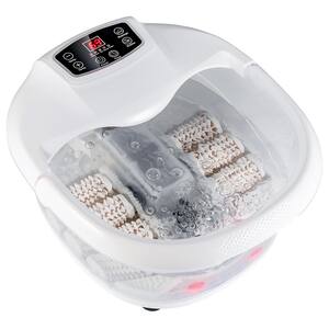 Foot Spa Bath Tub with Heat and Bubbles and Electric Massage Rollers in White