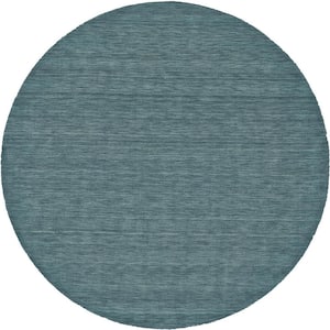 8' Round Blue Green Solid Color Area Rug