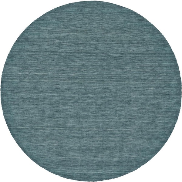 HomeRoots 8' Round Blue Green Solid Color Area Rug