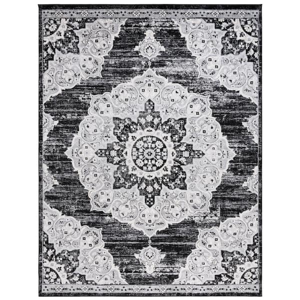 Brentwood 8 ft. x 10 ft. Black/Gray Geometric Area Rug