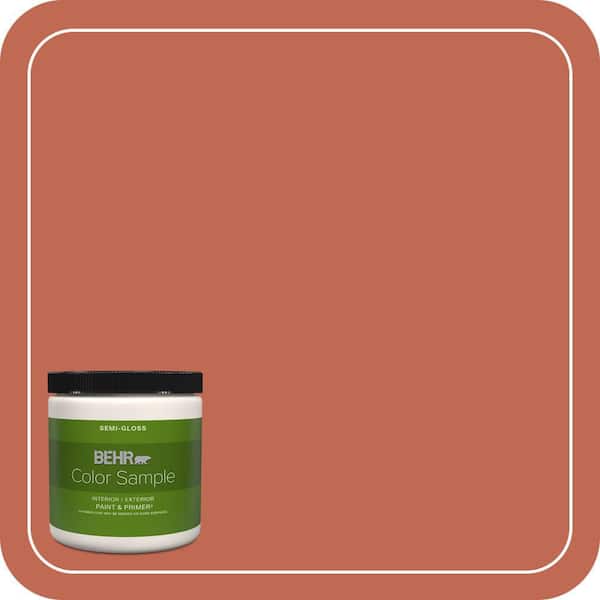 BEHR PREMIUM PLUS 8 oz. #HDC-FL13-3 Warm Cider Semi-Gloss Interior/Exterior Paint & Primer Color Sample