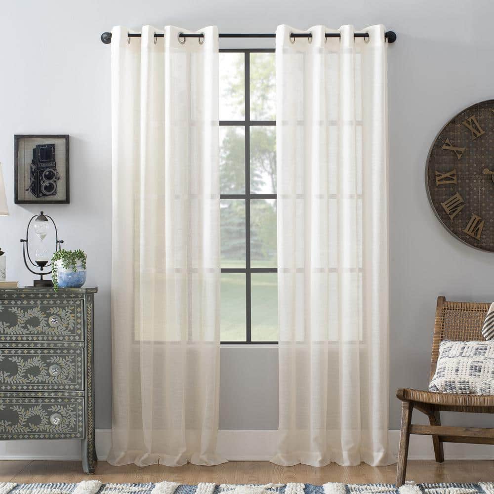 Akari Ivory Linen Polyester Blend 52 in. W x 63 in. L Grommet Light Filtering Curtain (Single Panel) price history on PriceWatchPro