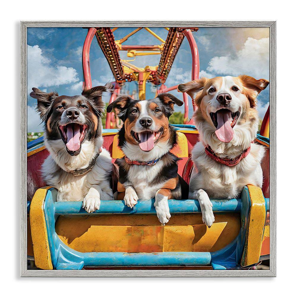 Amusement Park Dogs by Jim Baldwin Gray Framed Giclee Art Print Animal 17 in. x 17 in. price history on PriceWatchPro