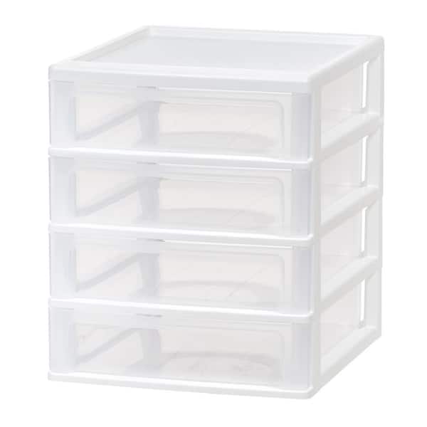 IRIS 1-Qt. Compact Desktop 4-Drawer System in White in. W x 10.5- in. H x 12.3- in.
