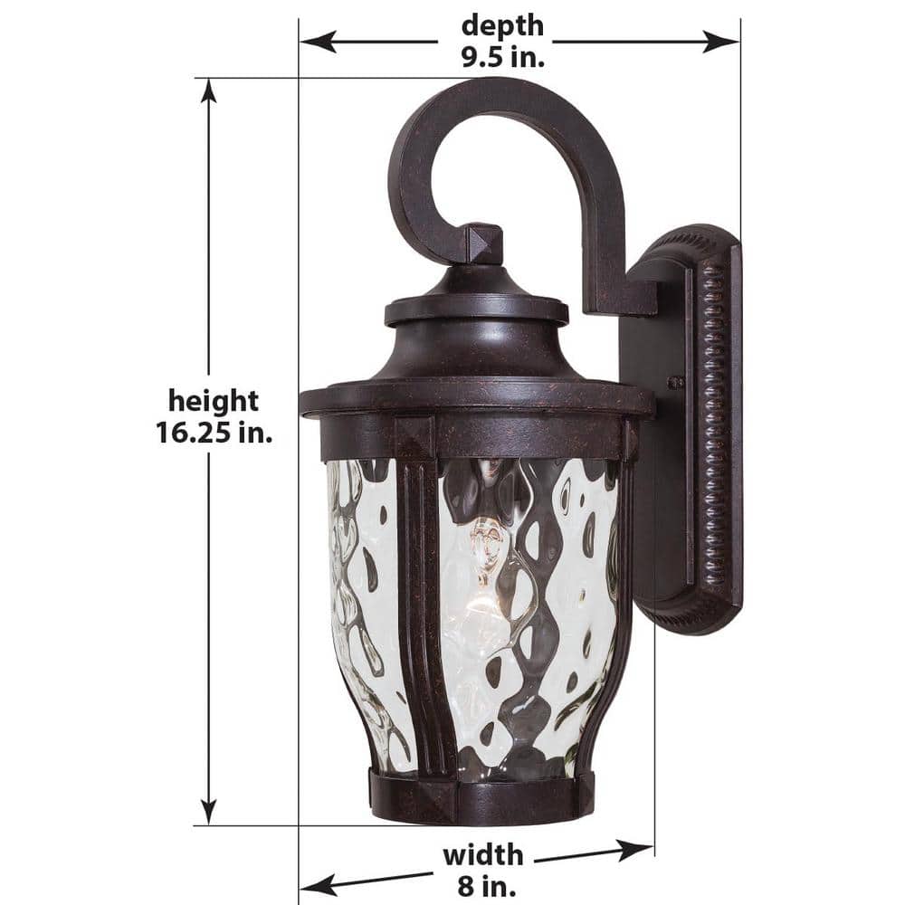 Merrimack Bronze Outdoor Wall Lantern with Clear Hammered Glass