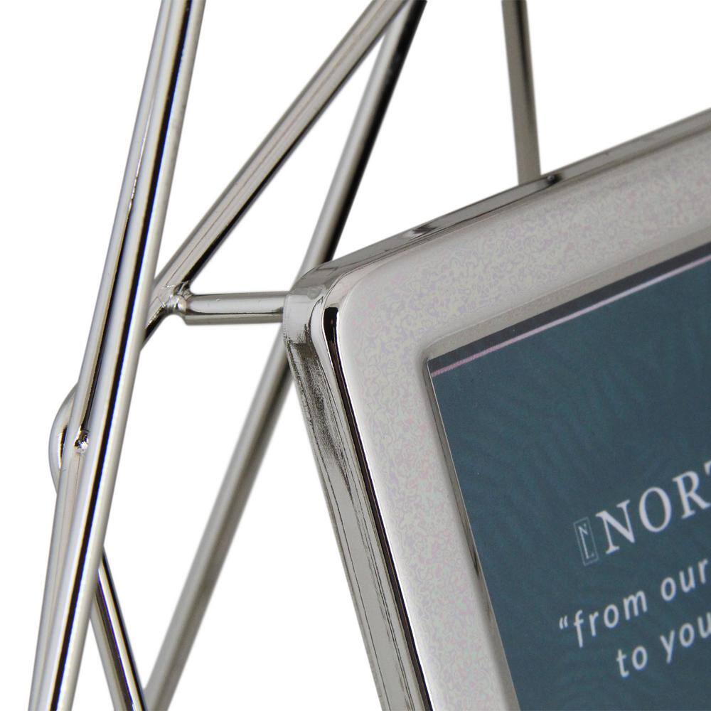 Silver Geometric Metal and Glass 8" x 9.5" Tabletop Photo Frame