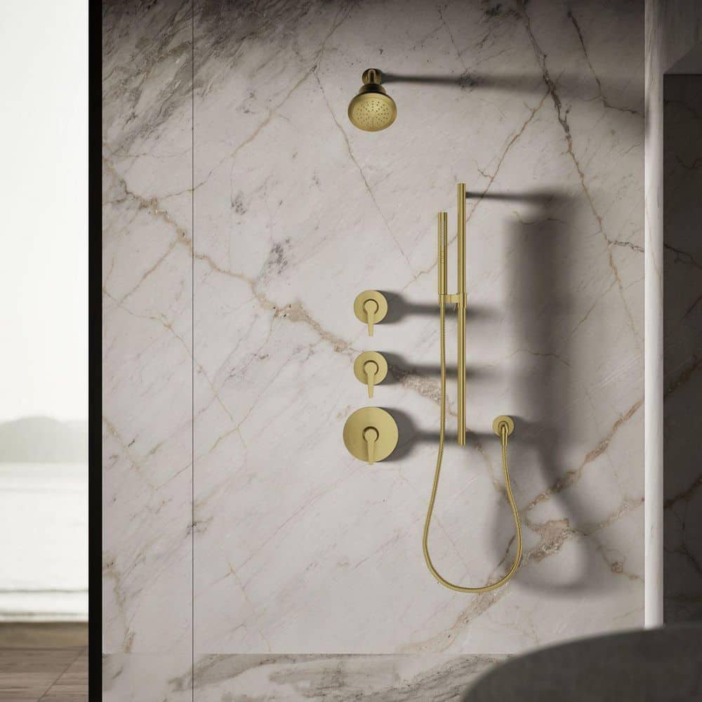 Vibrant Brushed Brass Wall Mounted Filtered Showerhead