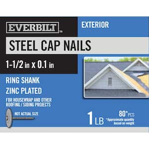 1-1/2 in. Steel Cap Ring Shank Zinc Plated Roofing Nails 1 lb. (Approximately 80 Pieces)