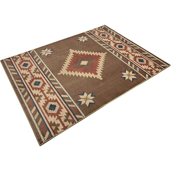 5 ft. x 7 ft. Brown Southwestern Pattern Area Rug