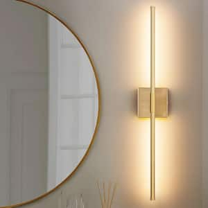 Allison 27.5 in. 1-Light Brushed Gold Linear Dimmable LED Wall Sconce