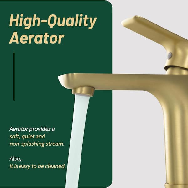 Single Handle Single Hole Bathroom Faucet in Gold