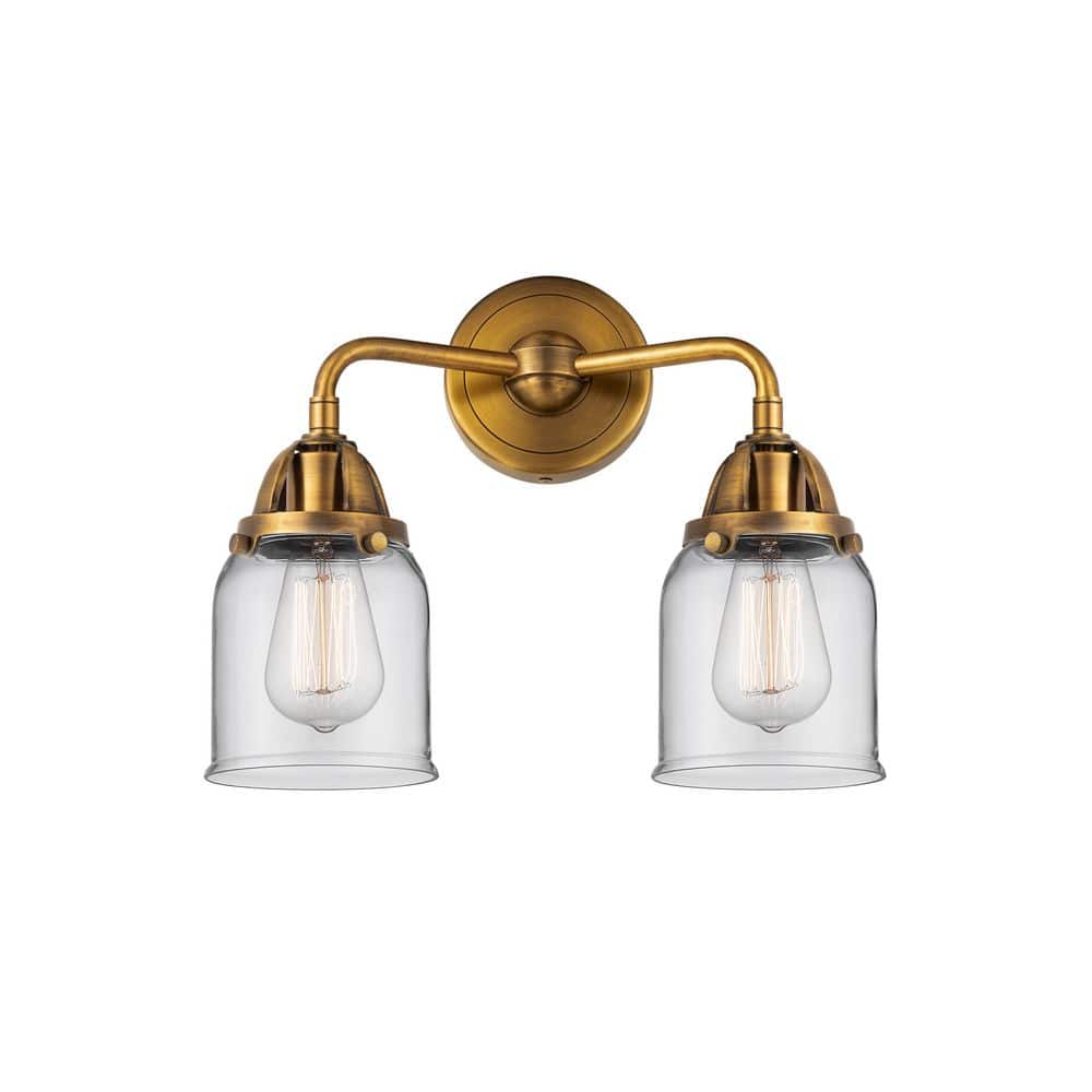 Bell 13 in. 2-Light Brushed Brass Vanity Light with Glass Shade price history on PriceWatchPro
