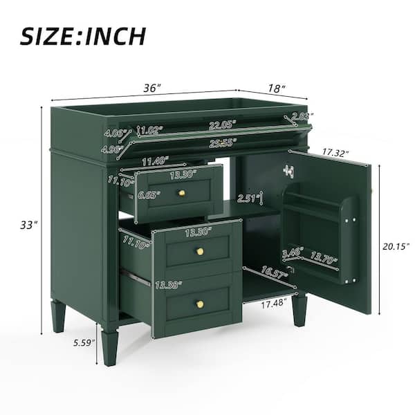 ⭐︎ゆーゆー375⭐︎ Virubi 36 in. Classic Solid Wood Frame Bath Vanity Cabinet without