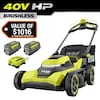 RYOBI 40V HP Brushless 21 in. Cordless Battery Walk Behind Self-Propelled Lawn Mower with (2) 6.0 Ah Batteries and Charger RY40HPLM01K2