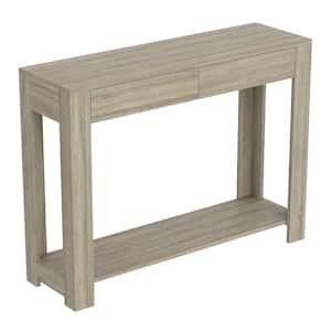 Safdie and Co. 40 in. Dark Taupe 30 in. H Rectangle Wood Console Table with-Drawers and-Shelves