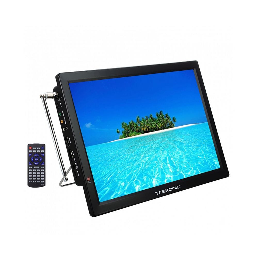 Trexonic 1080p Portable Rechargeable 14 Inch LED TV with HDMI, SD/MMC, USB, VGA, AV In/Out and Built-in Digital Tuner