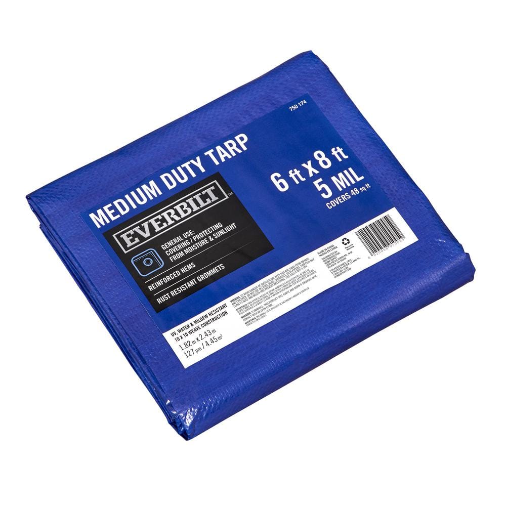 Everbilt 6 ft. x 8 ft. Blue Medium Duty Tarp KSGP0608 - The Home Depot