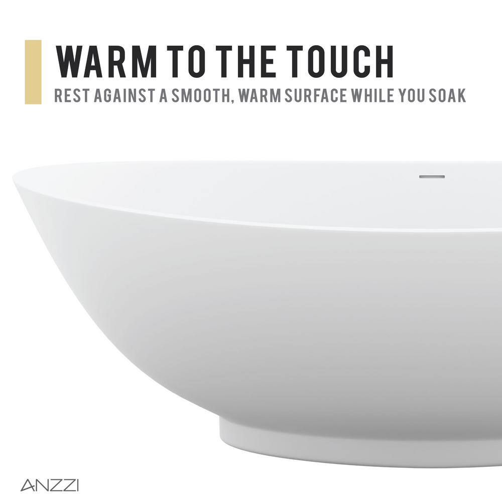 Ala 74'' Matte White Acrylic Freestanding Soaking Bathtub